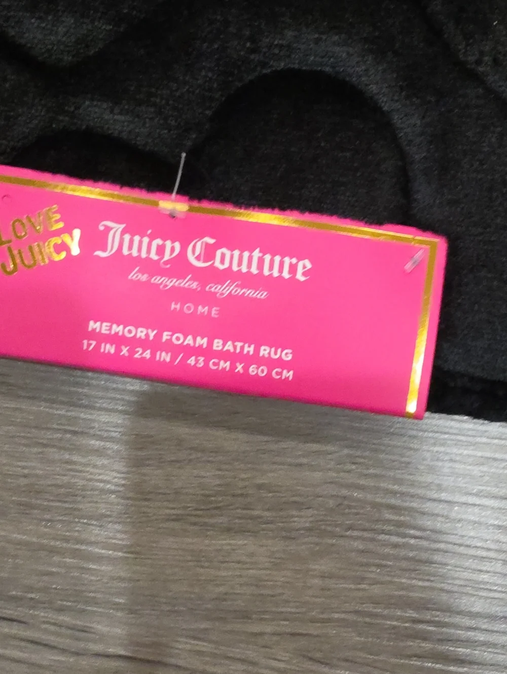 Juicy Couture Home Scattered Hearts Quilted Memory Foam Bath Rug- Black
